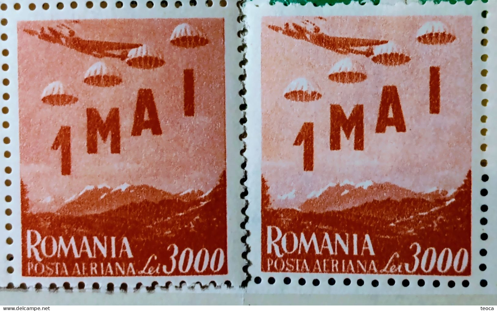 Romania 1947 # Mi1063 Printed With   Broken Parachute, Increased Hills, Unused - Abarten Und Kuriositäten