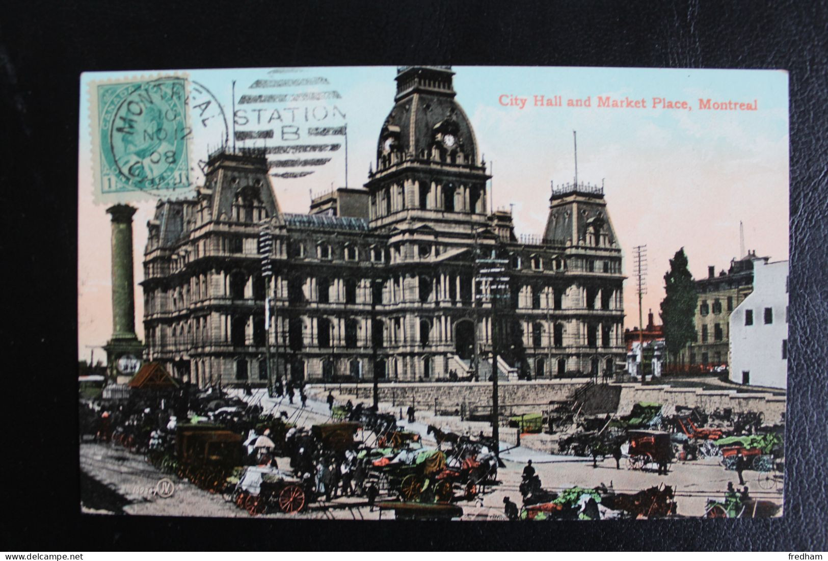 12 NOV 1908 BELLE OBLITERATION MECA MONTREAL CANADA STATION B SUR ONE CENT EDOUARD VII  TTB.. - Storia Postale