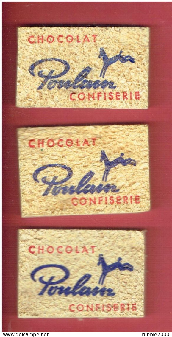 LOT 3 EPONGES PUBLICITAIRES CHOCOLAT POULAIN CONFISERIE EN SUPERBE ETAT - Cioccolato