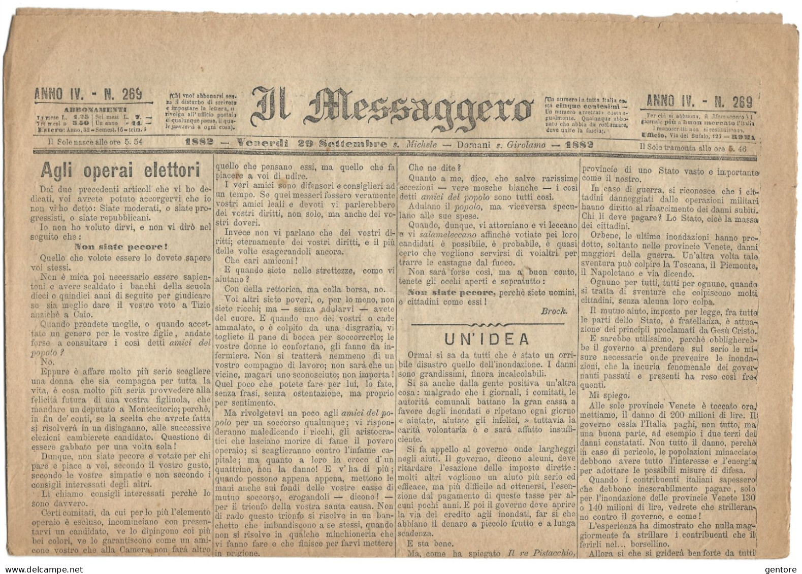 IL MESSAGGERO ANNO IV 11 Numeri Dal 25 Settembre Al 9 Ottobre 1882 ORIGINALI In BUONE CONDIZIONI - Old Books