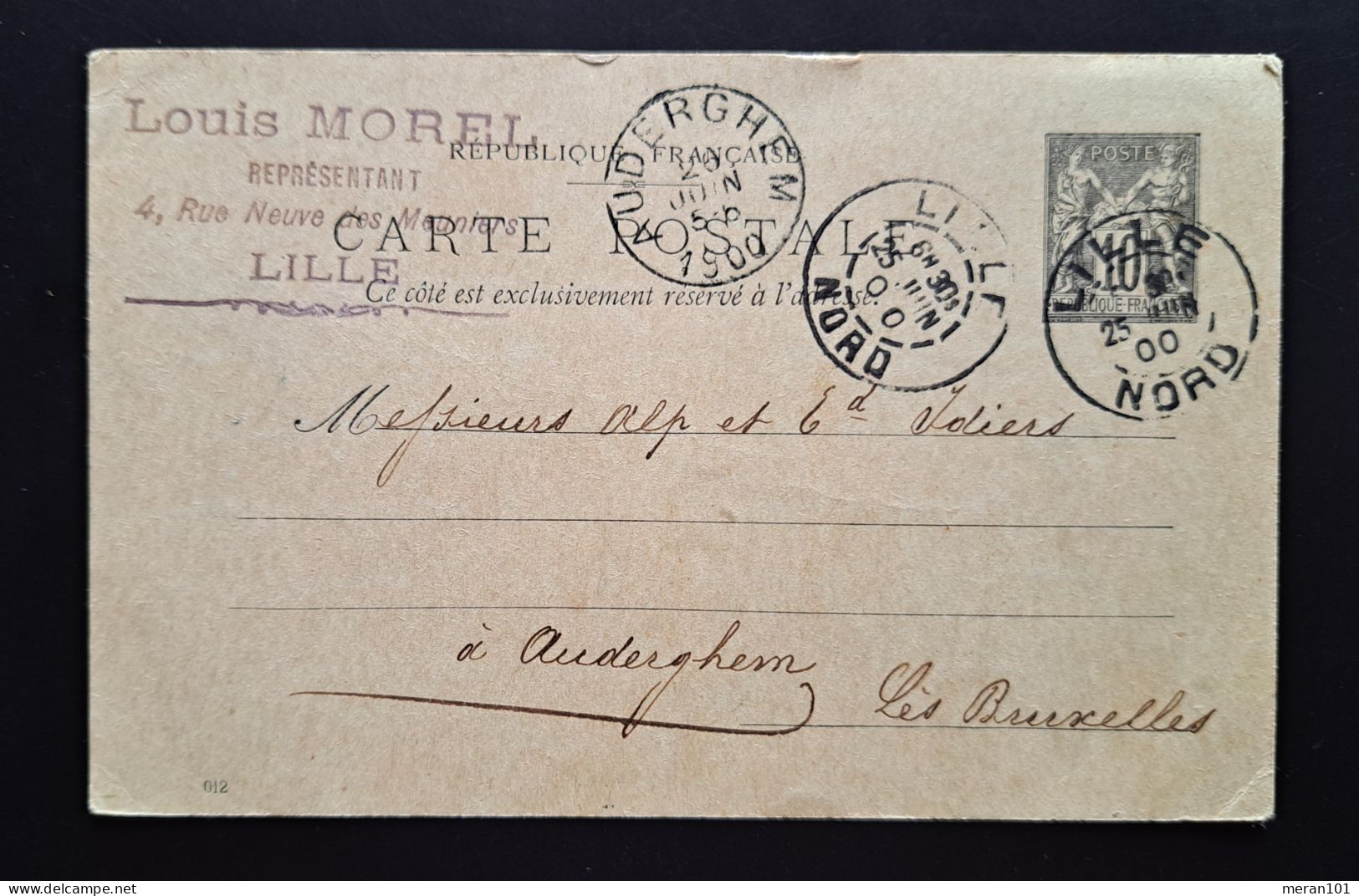 Frankreich 1900, Carte Postale LILLE NORD Nach AUDERGHEM - Listos A Ser Marcados