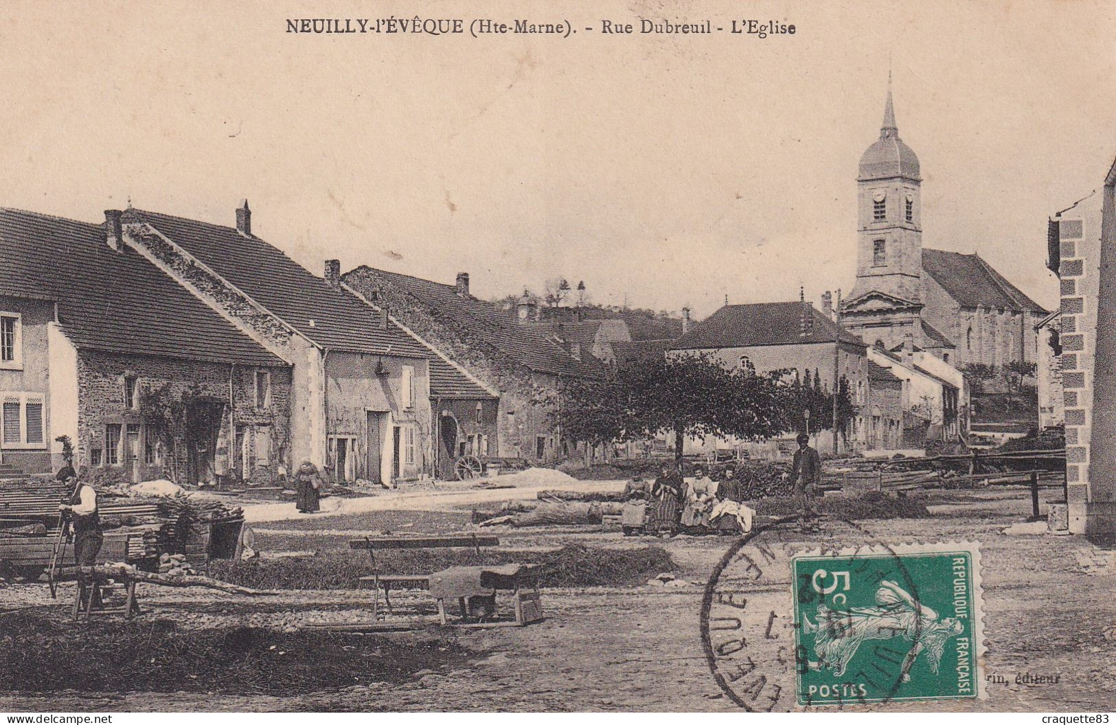 NEUILLY-L'EVEQUE    RUE DUBREUIL   L'EGLISE  CARTE ANIMEE 1912 - Neuilly L'Eveque
