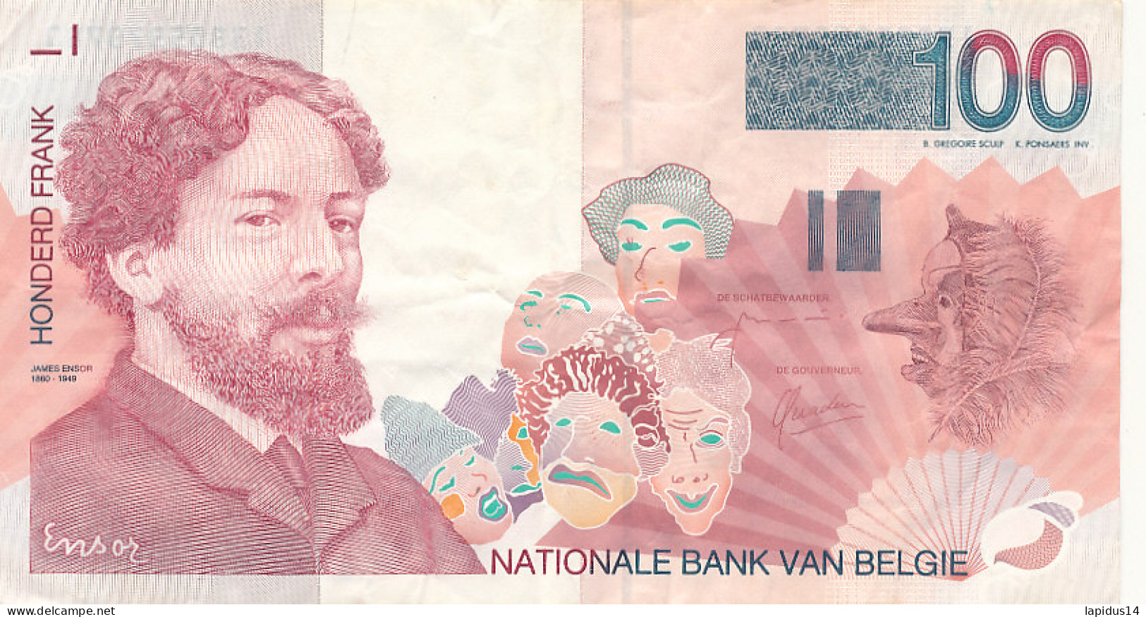  BILLET       BELGIQUE  CENT FRANCS SHUNDERT FRANKEN NATIONALE BANK VAN BELGE - 100 Francos