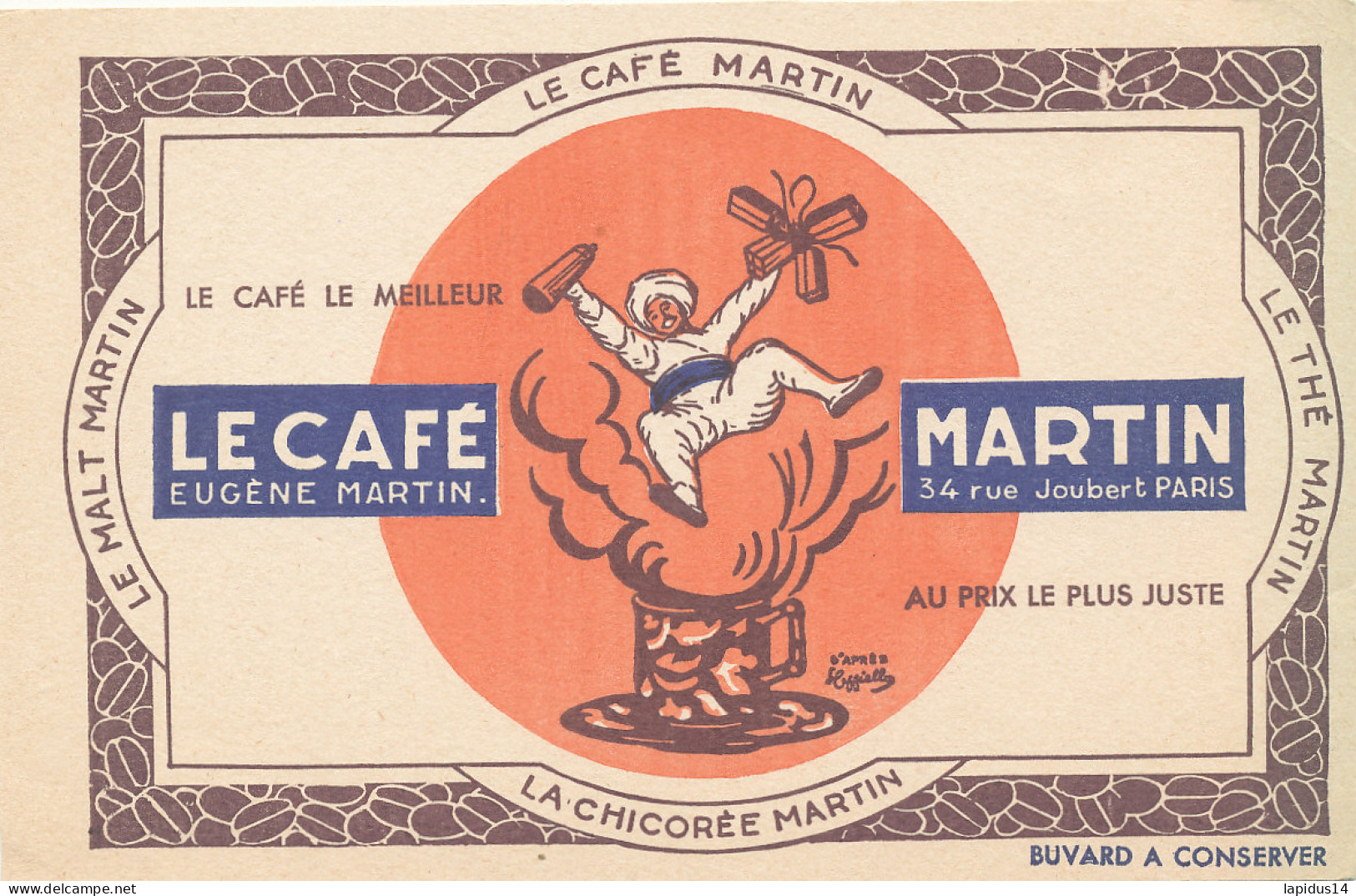 BU 2688 /   BUVARD  - LE CAFE MARTIN   ( 20,00 Cm X 13,00 Cm) - Kaffee & Tee