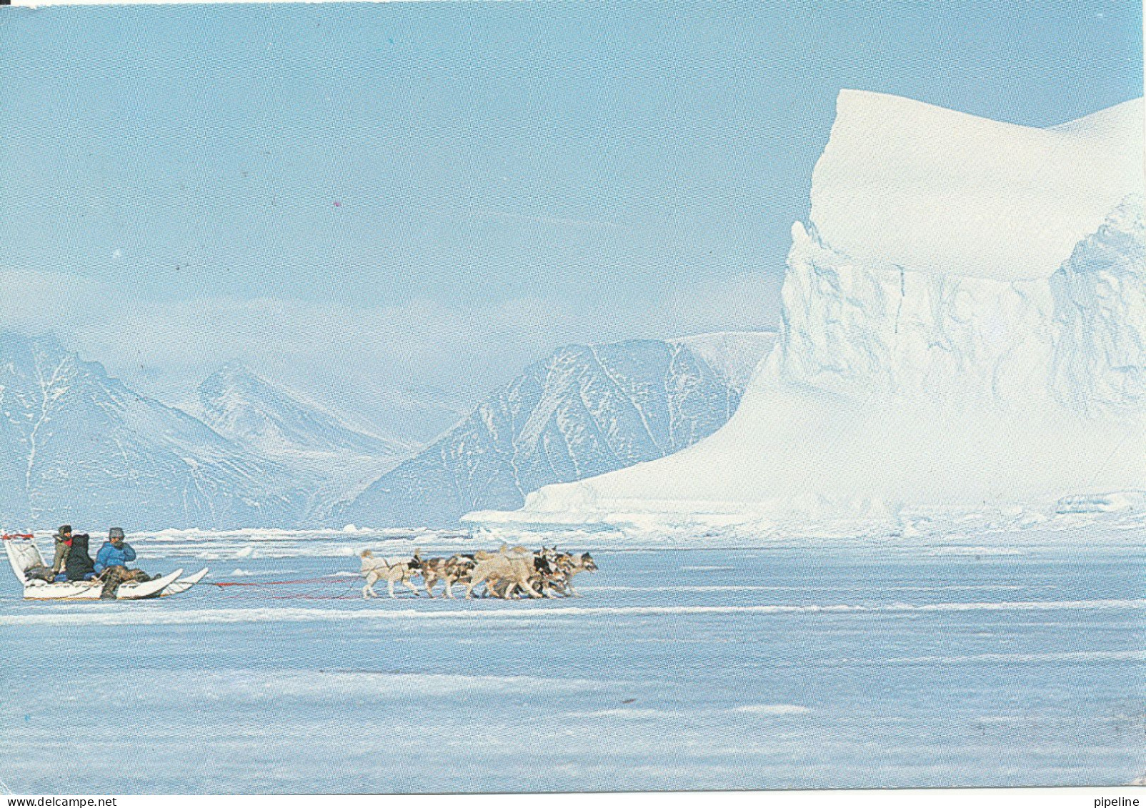 Greenland Postcard Sent To Denmark Dundas 27-2-1984 Dog Sled - Groenland