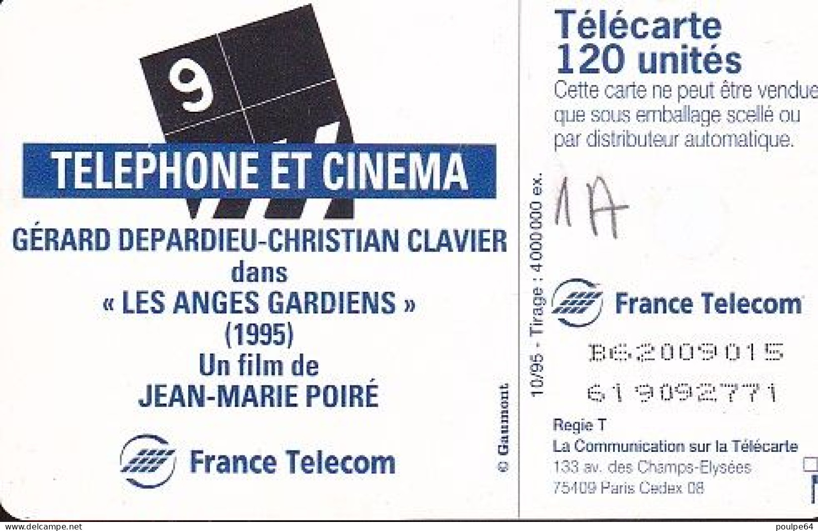 F596 - 10/1995 - CLAVIER / DEPARDIEU - 120 GEM1A - (verso : N° Espacées Deux Lignes) - 1995