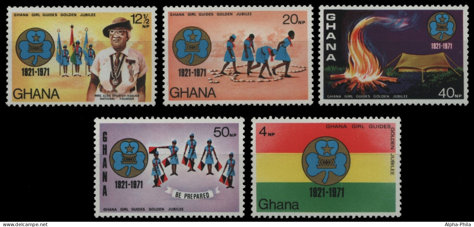 Ghana 1971 - Mi-Nr. 434-438 A ** - MNH - Pfadfinder / Scouts - Ghana (1957-...)