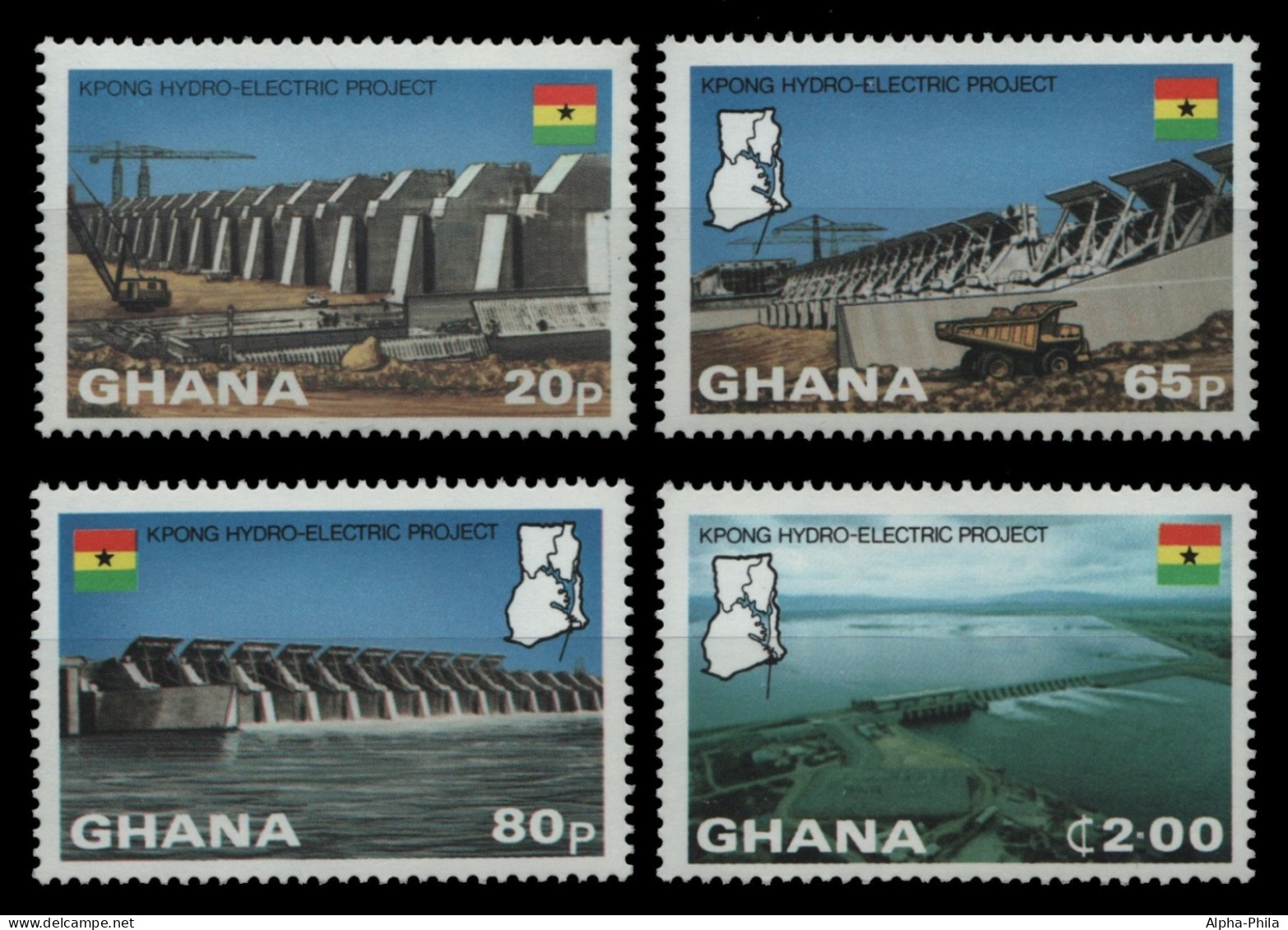 Ghana 1982 - Mi-Nr. 936-939 A ** - MNH - Staudamm - Ghana (1957-...)