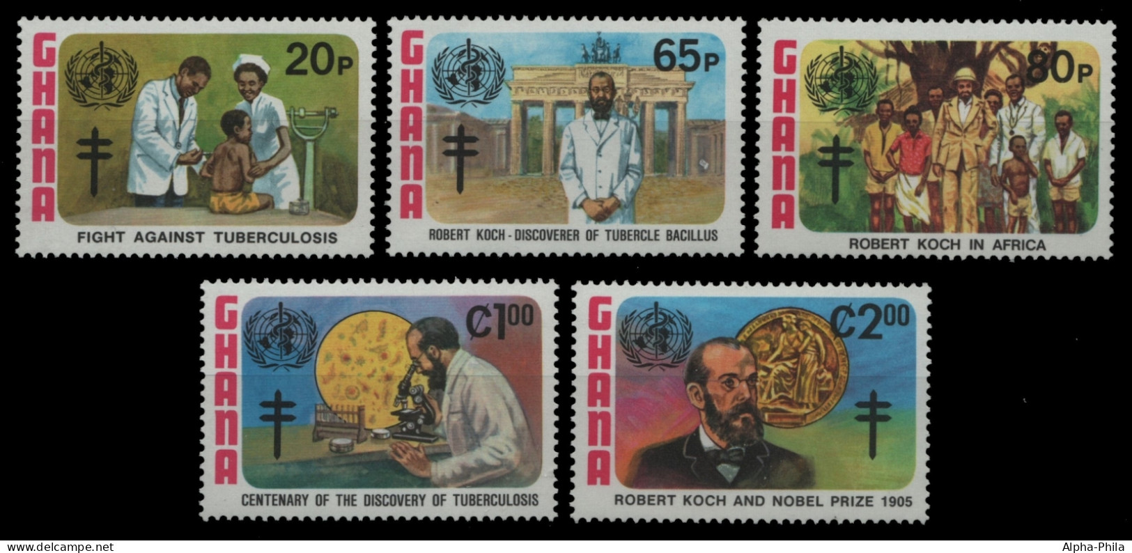 Ghana 1982 - Mi-Nr. 954-958 ** - MNH - Robert Koch - Ghana (1957-...)