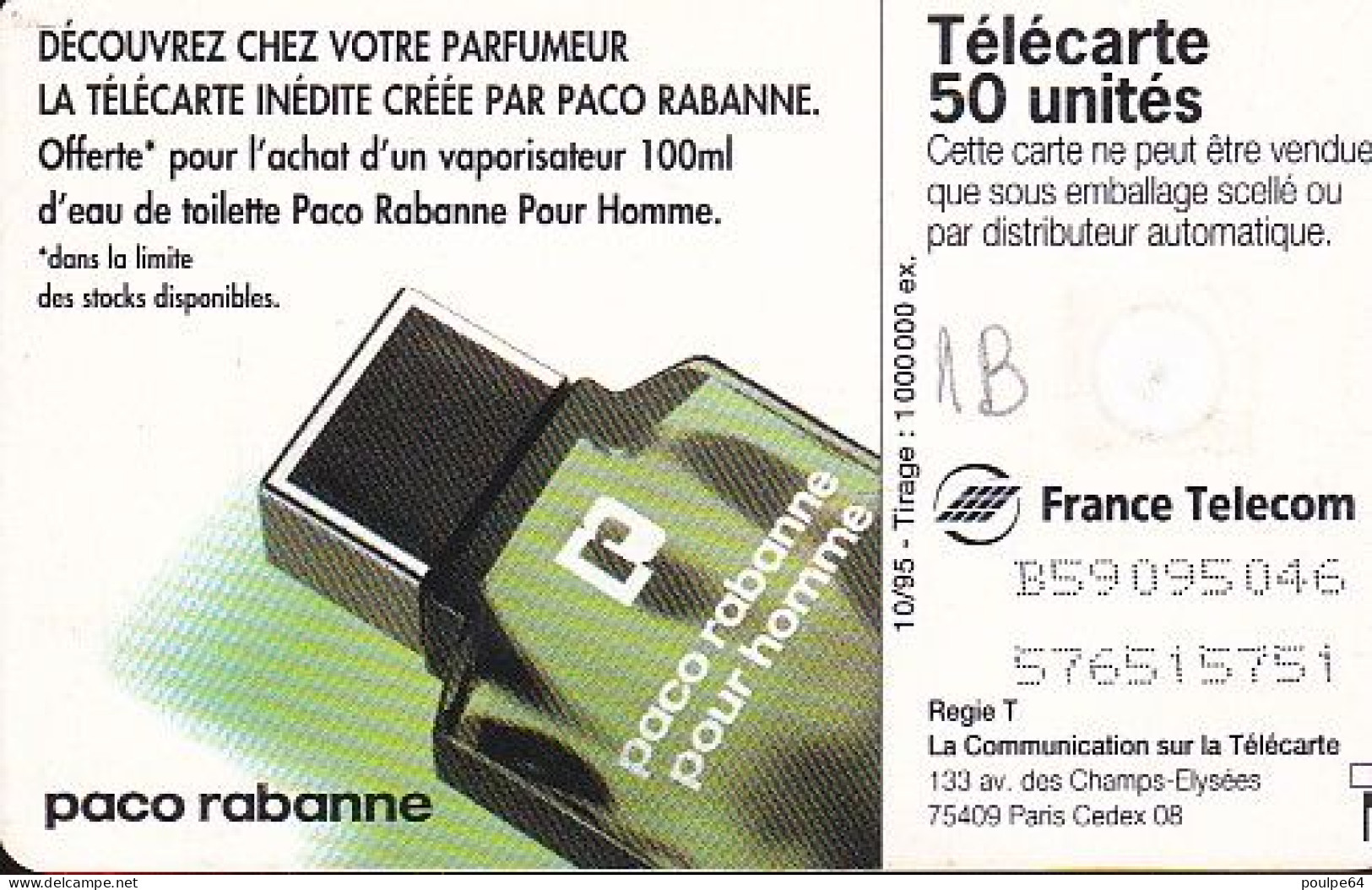 F598A - 10/1995 - PACO RABANNE - 50 GEM1B - 1995