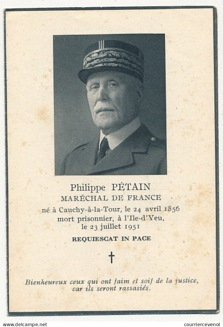Décès De Philippe PETAIN, "Resquiescat In Pace" - 4 Pages Format 8 Cm X 11,5 Cm - Documents Historiques