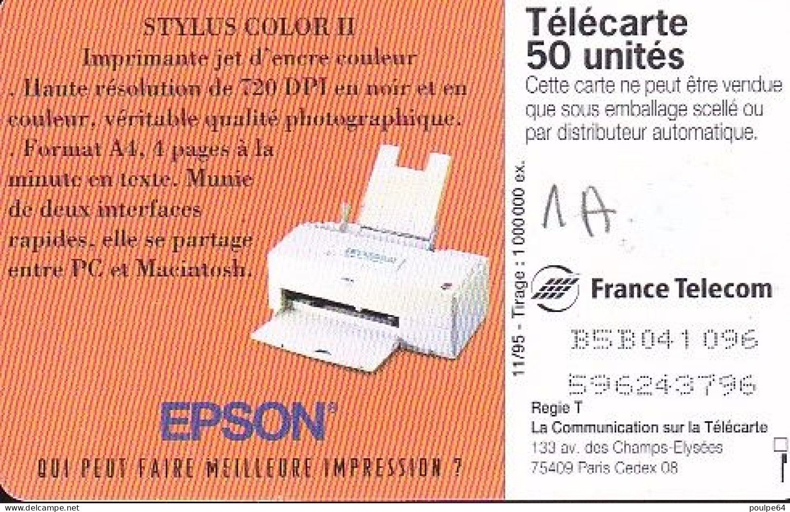 F602 - 11/1995 - EPSON IMPRIMANTE - 50 GEM1A - 1995