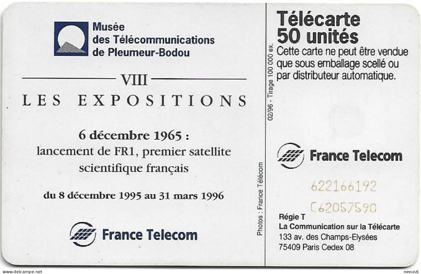 France - 0629 - Pleumeur Satellite, SC7, 02.1996, 50Units, 100.000ex, Used - 1996