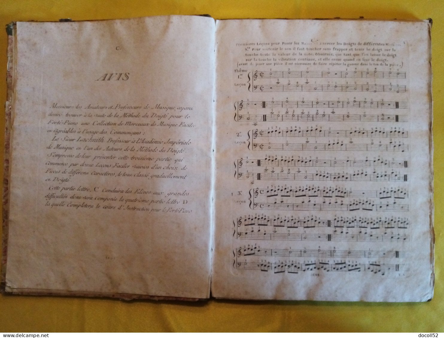 ANNEE 1695 SUITE A LA METHODE PRINCIPE GENERAL DU DOIGTE POUR LE FORTE PIANO 133 PAGES - 7 PHOTOS - Before 18th Century