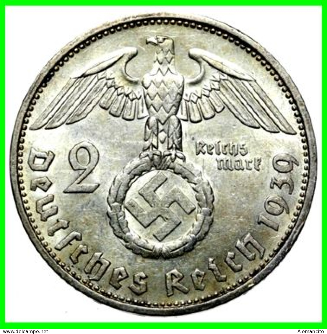 GERMANY - ALEMANIA DEUTFCHES REICH 3 MONEDAS DE 2.00 REICHSMARK AÑO 1939 MONEDAS DE PLATA - 25 MM.  HINDENBURG - 2 Reichsmark