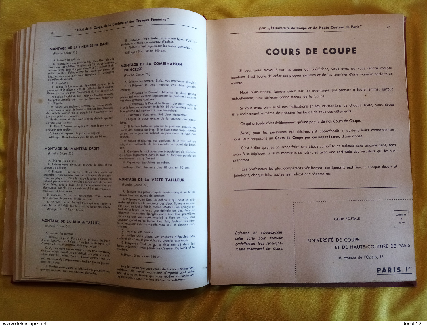 L'ART DE LA COUPE , DE LA COUTURE , DE LA MODE ET DES TRAVAUX FEMININS PAR L'UNIVERSITE DE LA HAUTE COUTURE DE PARIS