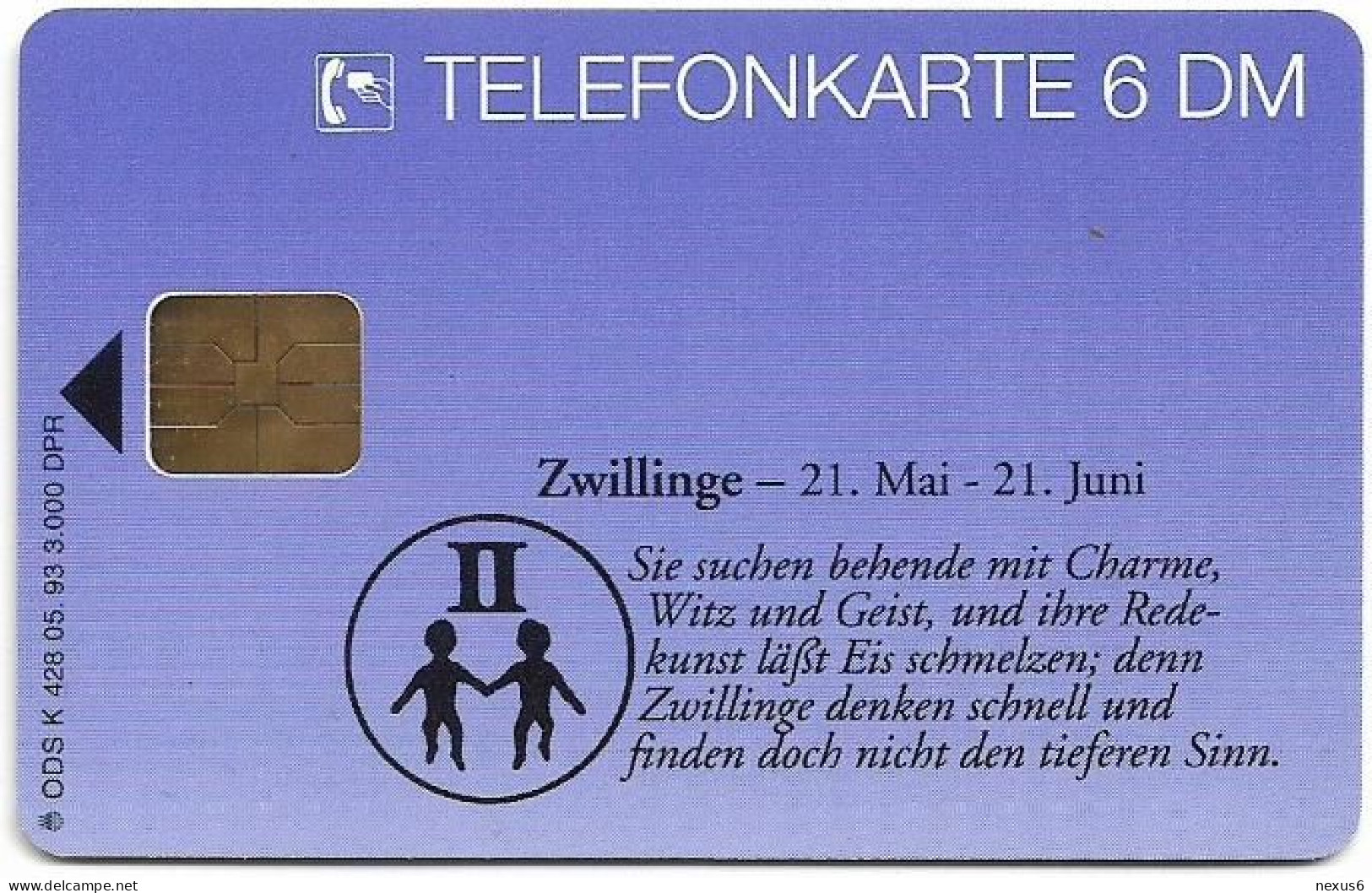 Germany - Zodiac Horoskop Sternbilder 7 - Gemini - K 0428 - 05.1993, 6DM, 3.000ex, Mint - K-Serie : Serie Clienti