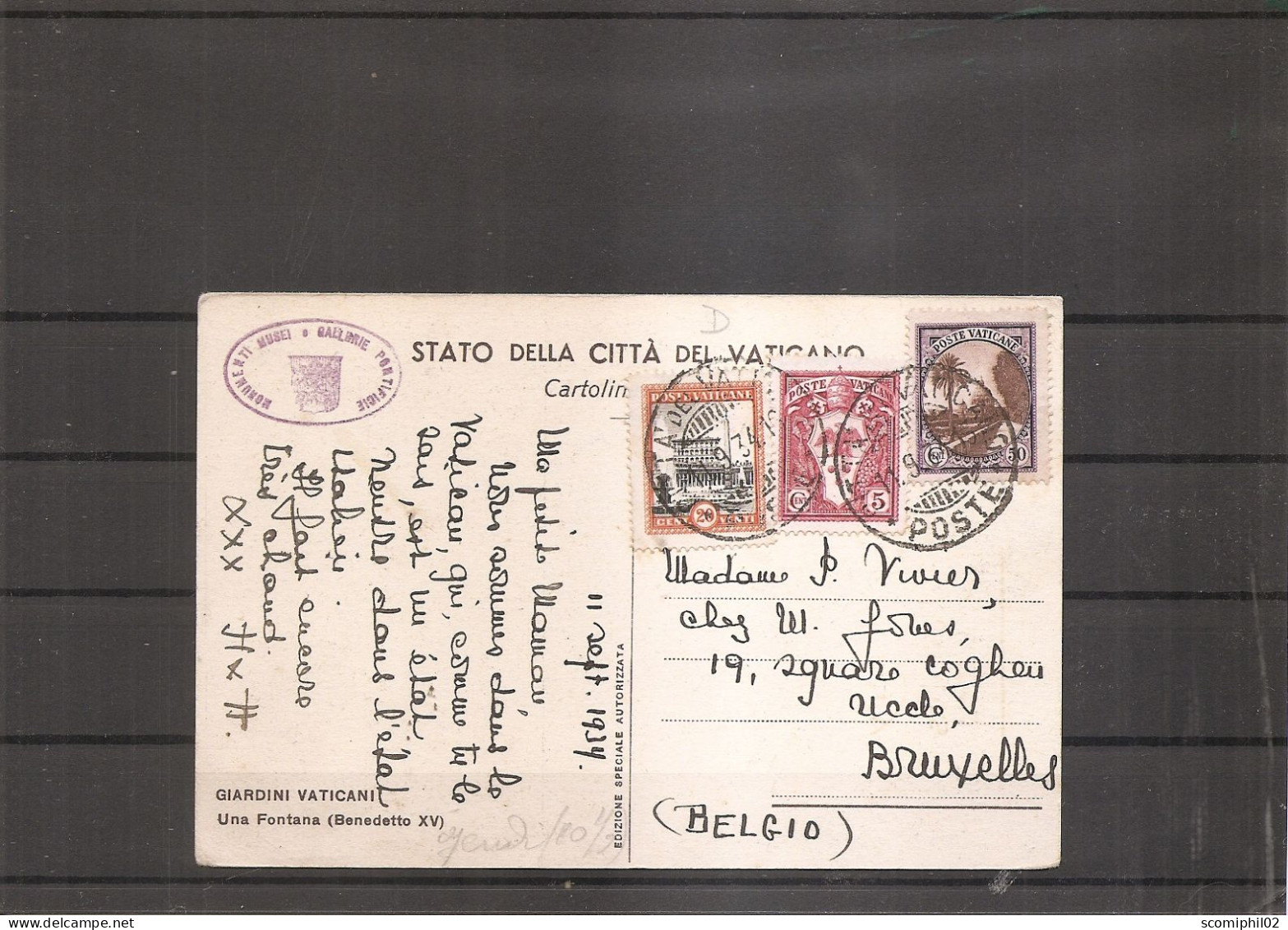 Vatican ( CP De 1934 Vers La Belgique à Voir) - Storia Postale