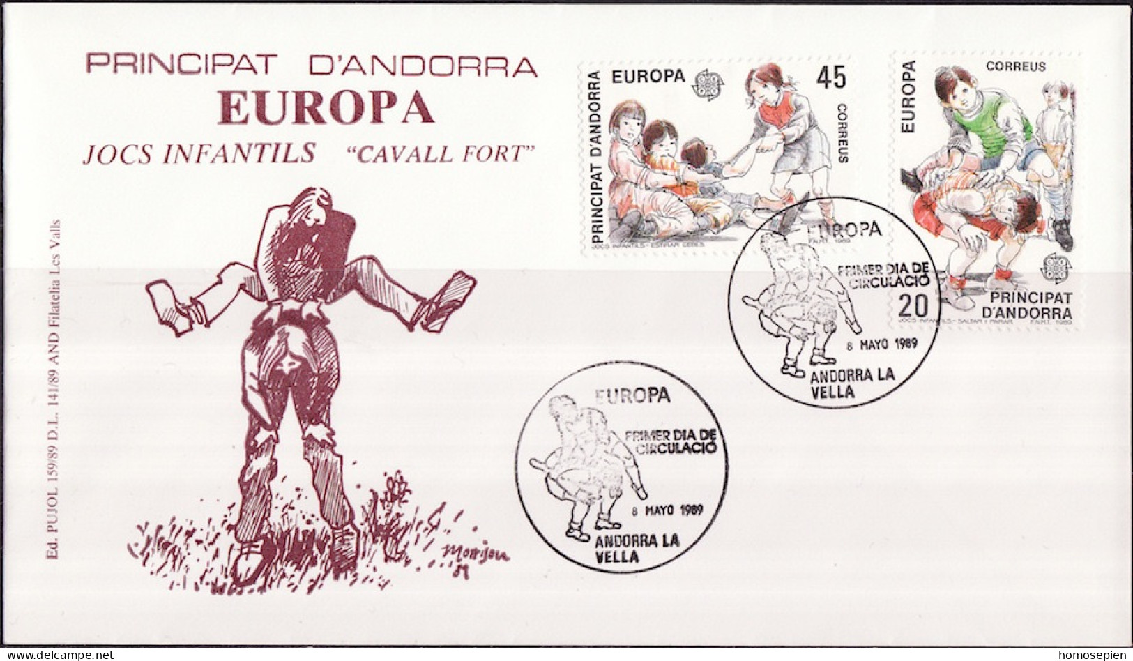 Andorre Espagnol - Andorra FDC2 1989 Y&T N°199 à 200 - Michel N°209 à 210 - EUROPA - Covers & Documents