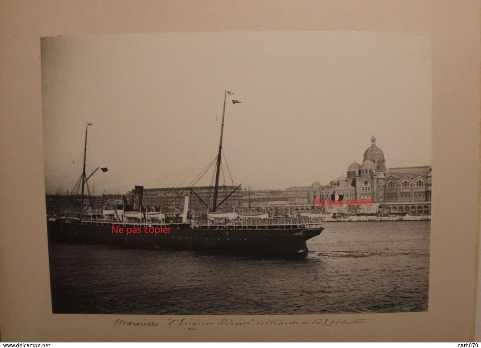 Lot 2 Photo 1900's Marseille La Cathédrale La Major Navire Eugène Péreire La Joliette Tirage Print Vintage Animée - Orte