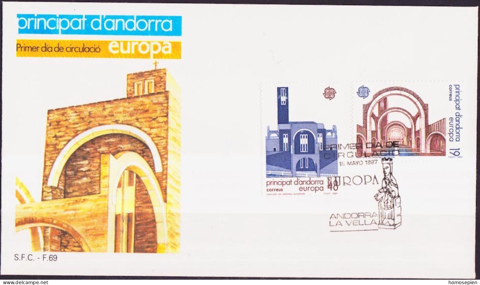 Andorre Espagnol - Andorra FDC1 1987 Y&T N°183 à 184 - Michel N°193 à 194 - EUROPA - Lettres & Documents