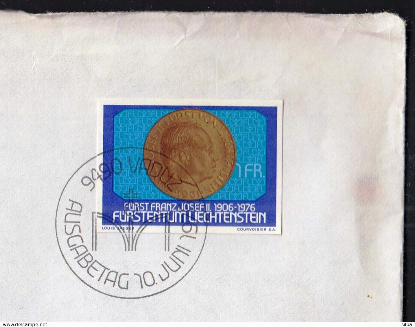 Liechtenstein Vaduz 1976 / Fürst Franz Josef II 1906-1976, Coin / Imperforated - Storia Postale