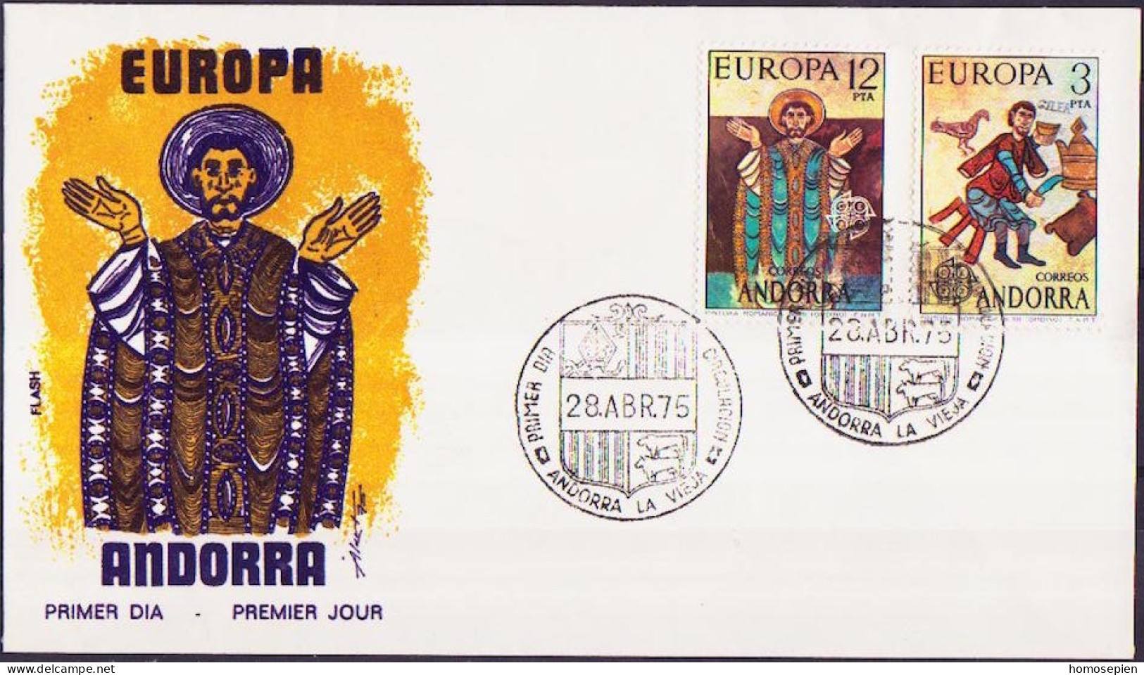 Andorre Espagnol - Andorra FDC3 1975 Y&T N°89 à 90 - Michel N°96 à 97 - EUROPA - Covers & Documents