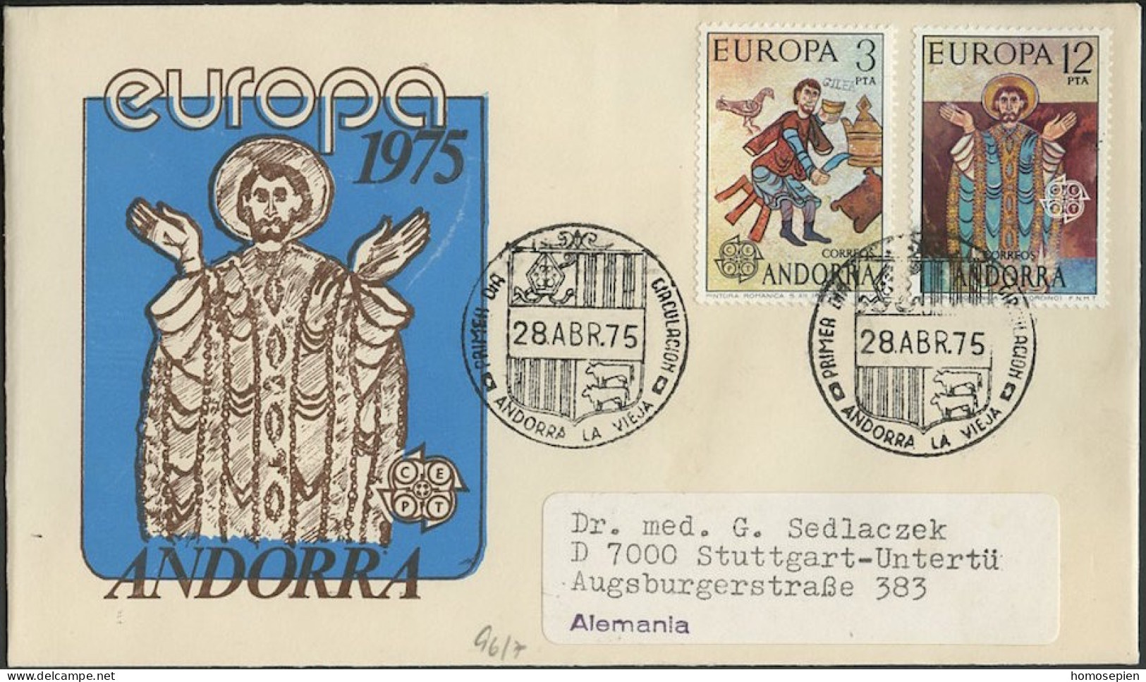 Andorre Espagnol - Andorra FDC4 1975 Y&T N°89 à 90 - Michel N°96 à 97 - EUROPA - Lettres & Documents