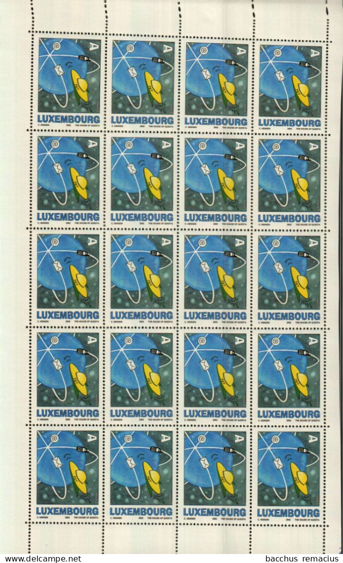 Luxembourg Feuille De 20 Timbres "A" Satellite 2002 - Feuilles Complètes