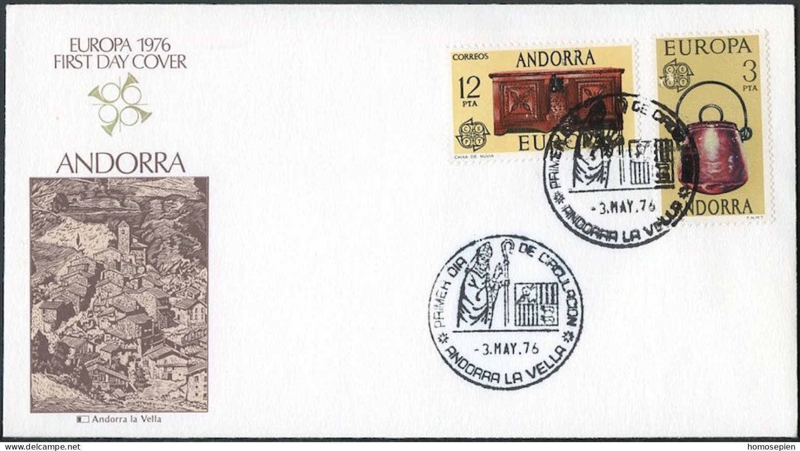 Andorre Espagnol - Andorra FDC5 1976 Y&T N°94 à 95 - Michel N°101 à 102 - EUROPA - Covers & Documents