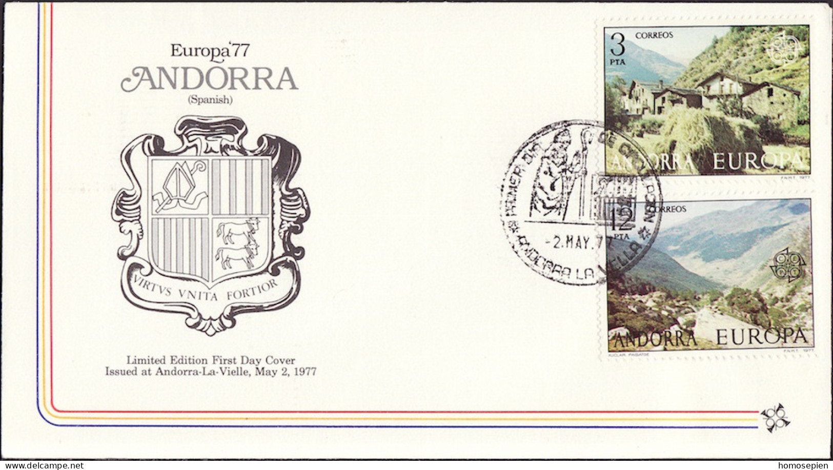 Europa CEPT 1977 Andorre Espagnol - Andorra FDC1 Y&T N°100 à 101 - Michel N°107 à 108 - 1977