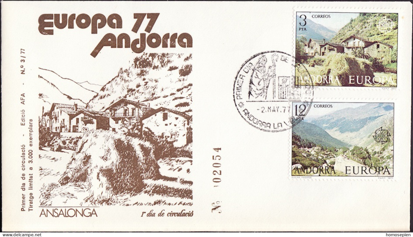 Europa CEPT 1977 Andorre Espagnol - Andorra FDC2 Y&T N°100 à 101 - Michel N°107 à 108 - 1977