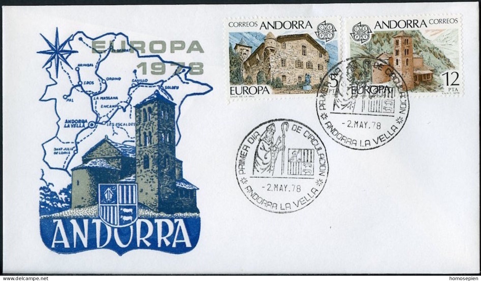 Andorre Espagnol - Andorra FDC1 1978 Y&T N°108 à 109 - Michel N°115 à116 - EUROPA - Lettres & Documents