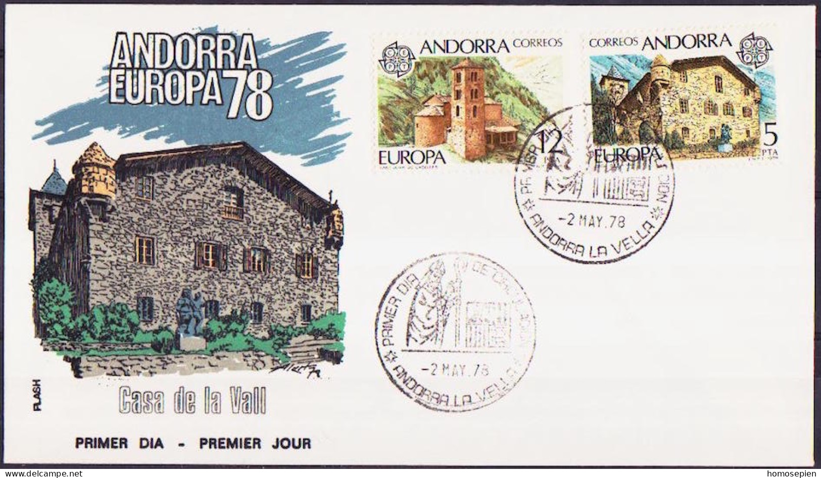 Andorre Espagnol - Andorra FDC3 1978 Y&T N°108 à 109 - Michel N°115 à116 - EUROPA - Lettres & Documents