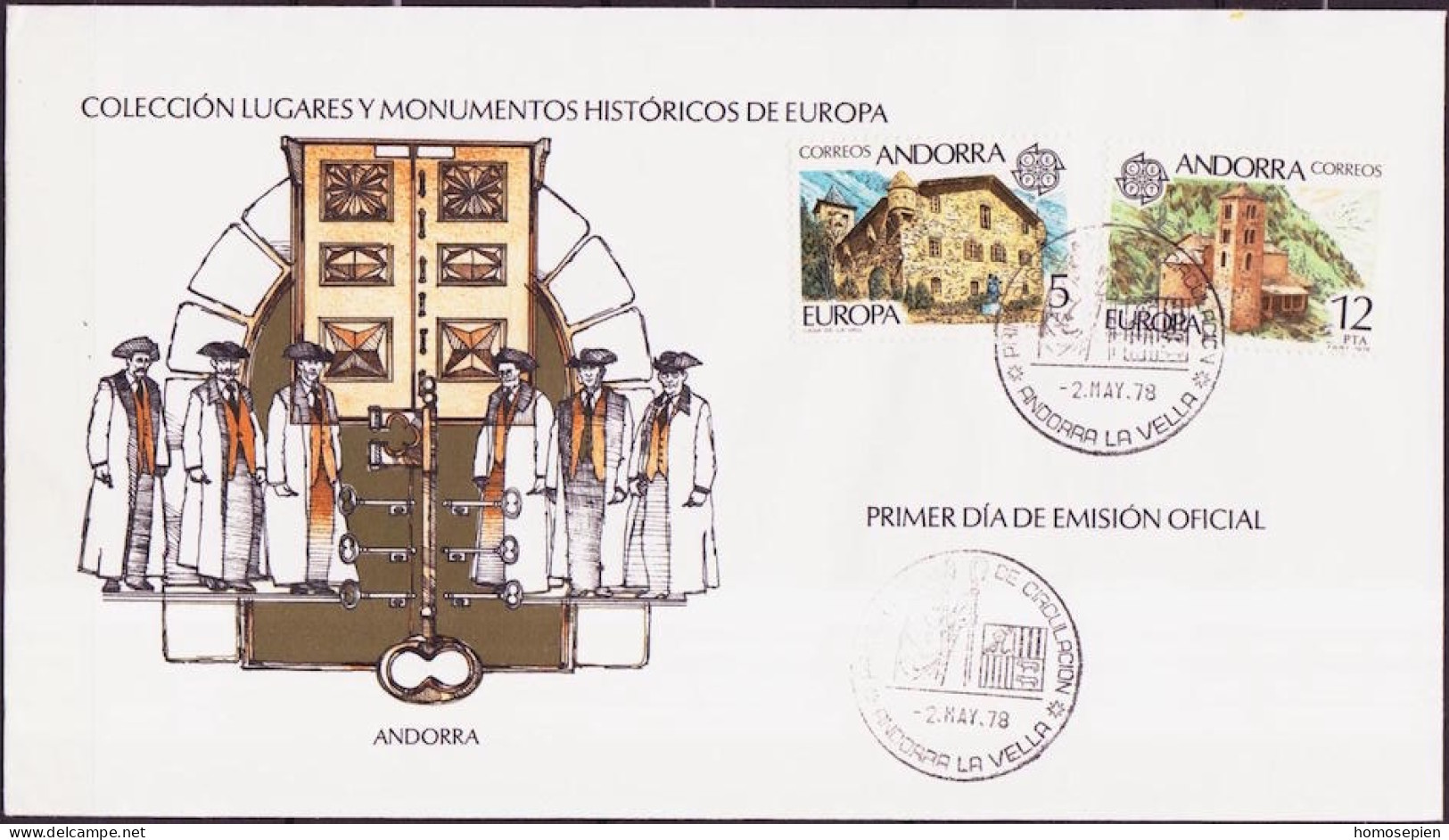 Andorre Espagnol - Andorra FDC5 1978 Y&T N°108 à 109 - Michel N°115 à116 - EUROPA - Lettres & Documents