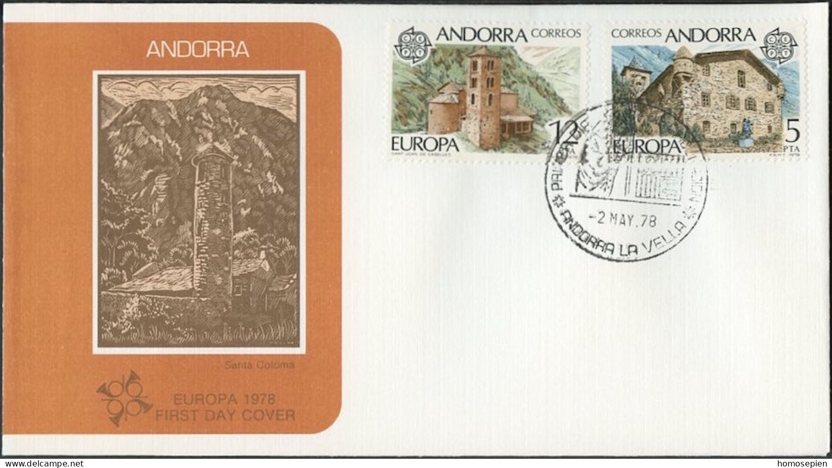 Europa CEPT 1978 Andorre Espagnol - Andorra FDC4 Y&T N°108 à 109 - Michel N°115 à116 - 1978