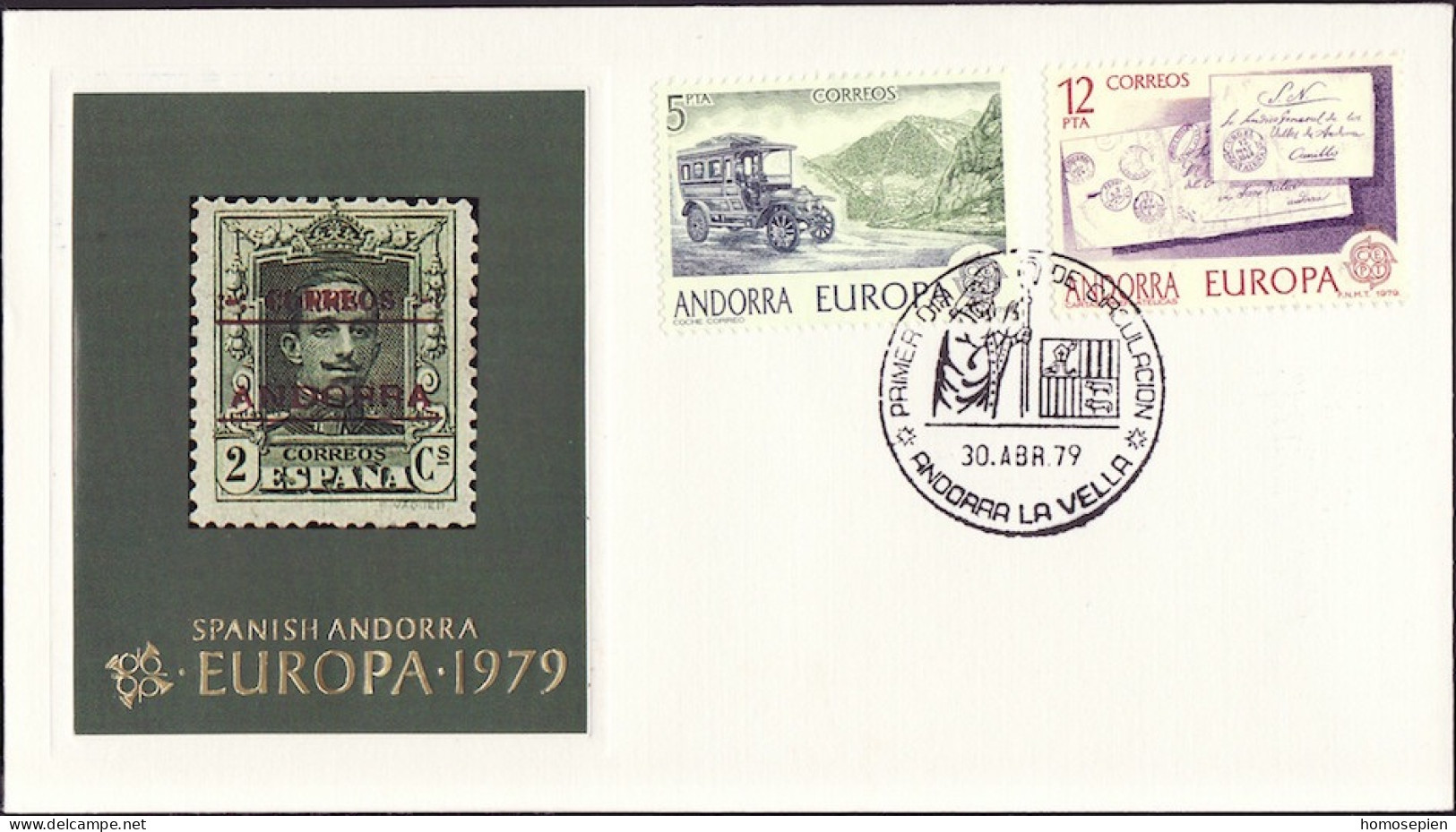 Andorre Espagnol - Andorra FDC3 1979 Y&T N°116 à 117 - Michel N°123 à 124 - EUROPA - Covers & Documents