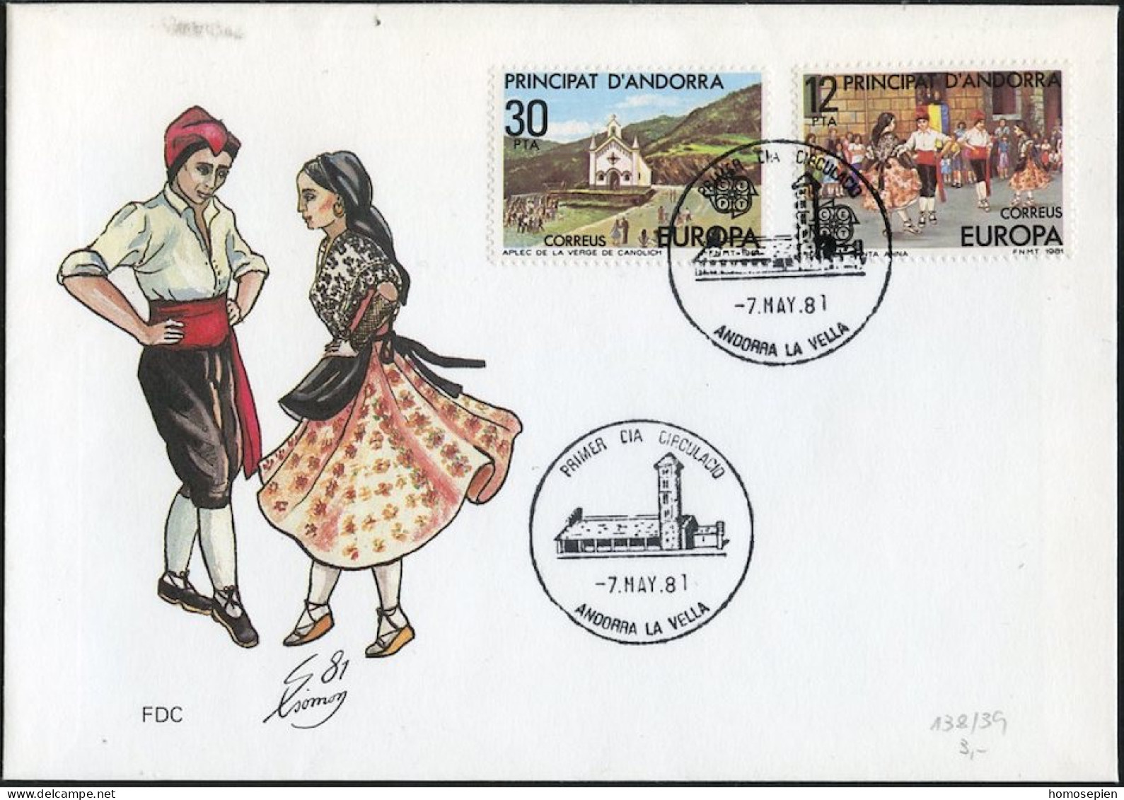 Andorre Espagnol - Andorra FDC2 1981 Y&T N°131 à 132 - Michel N°138 à 139 - EUROPA - Covers & Documents