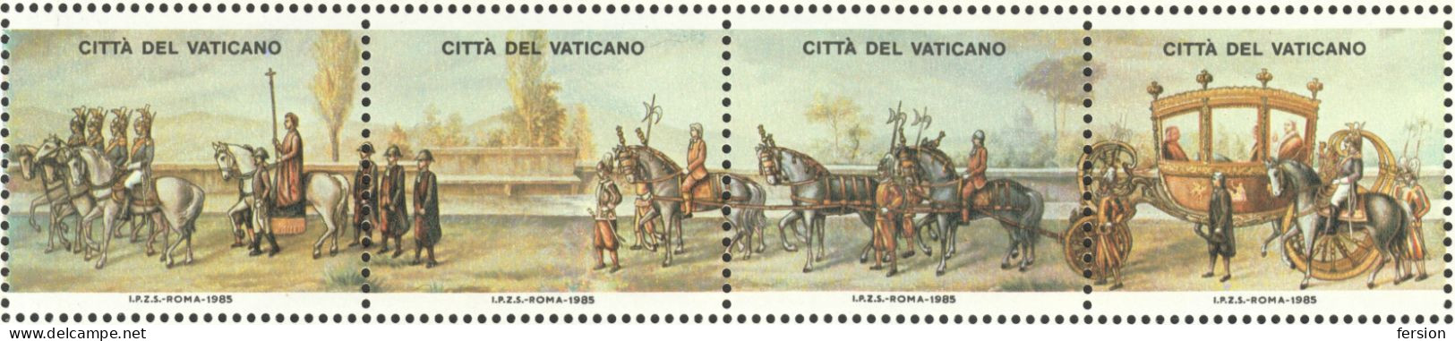 ITALY 1985 Philatelic Exhibition LABEL CINDERELLA VIGNETTE Memorial Sheet - VATICAN - Guard Pope Military Horse Coach - Autres & Non Classés