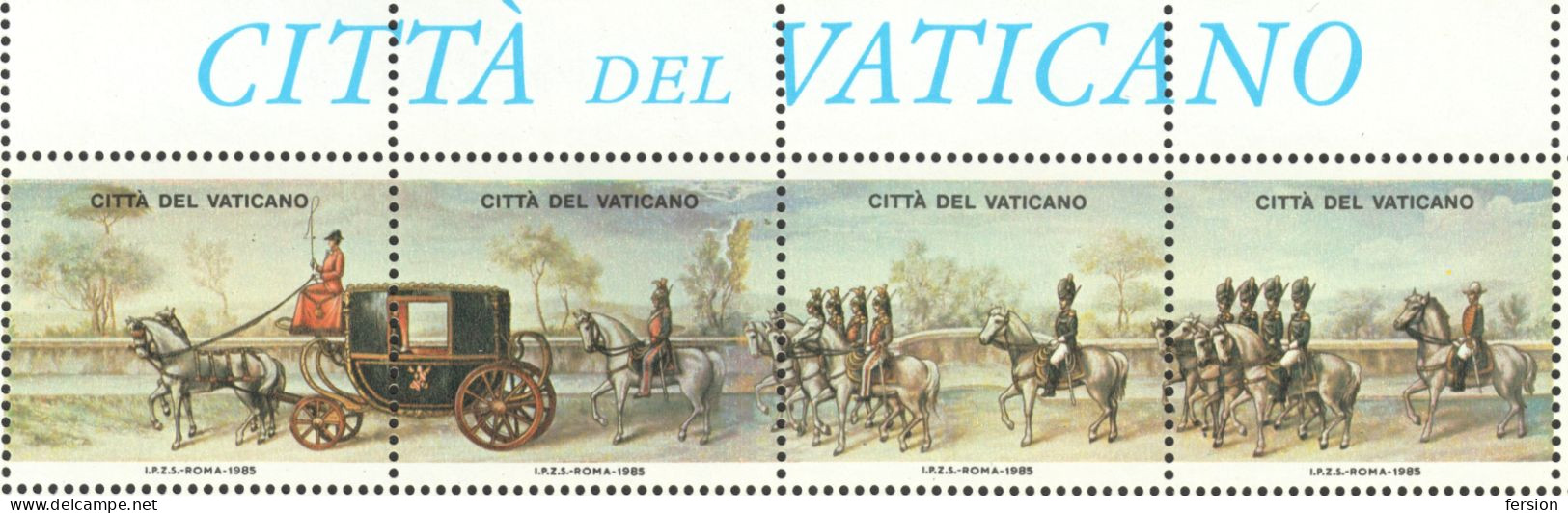 ITALY 1985 Philatelic Exhibition LABEL CINDERELLA VIGNETTE Memorial Sheet - VATICAN - Guard Pope Military Horse Coach - Sonstige & Ohne Zuordnung