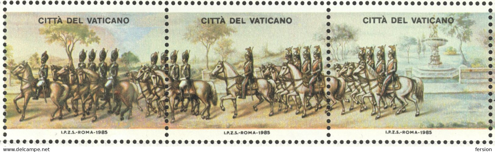 ITALY 1985 Philatelic Exhibition LABEL CINDERELLA VIGNETTE Memorial Sheet - VATICAN - Guard Pope Military Horse Coach - Andere & Zonder Classificatie