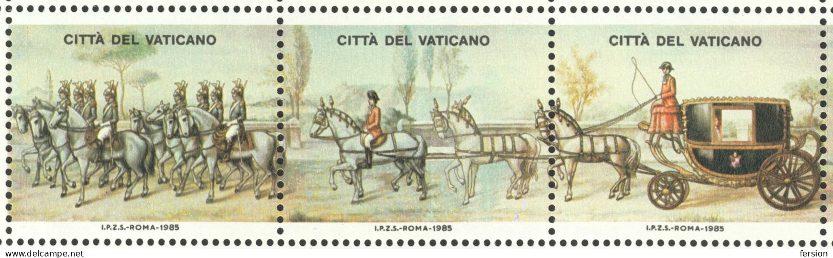 ITALY 1985 philatelic exhibition LABEL CINDERELLA VIGNETTE memorial sheet - VATICAN - guard pope military horse coach