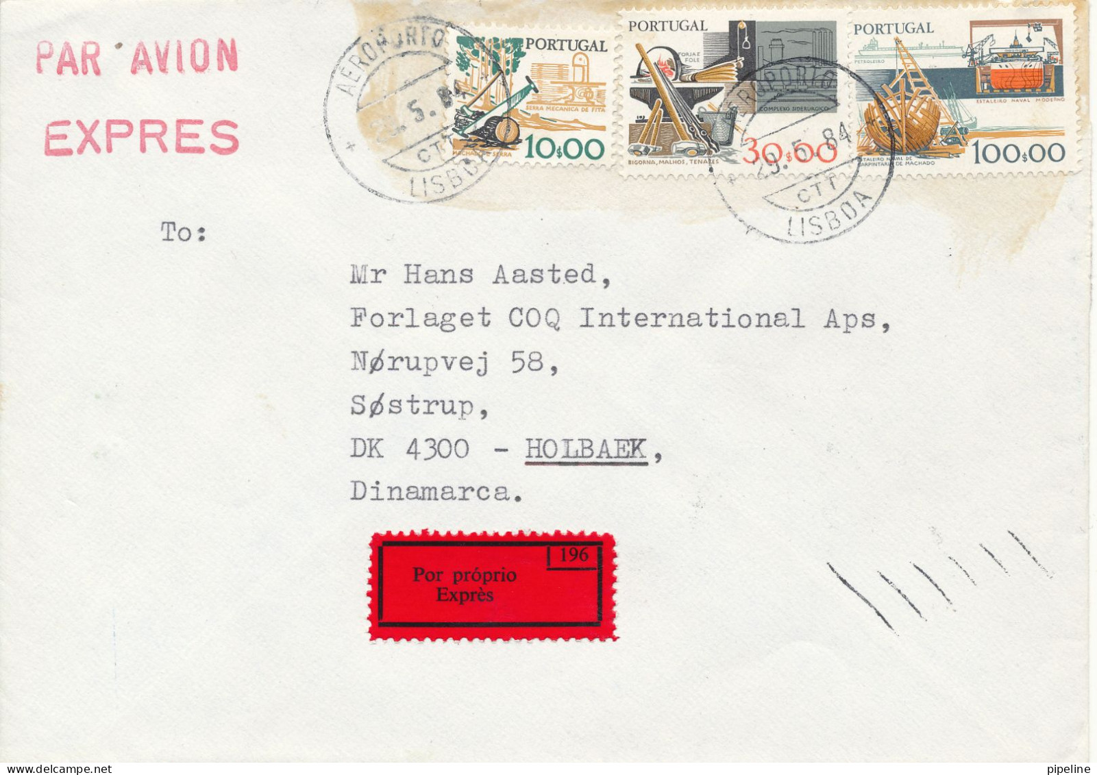 Portugal Air Mail Cover Sent Express To Denmark 29-5-1984 - Brieven En Documenten