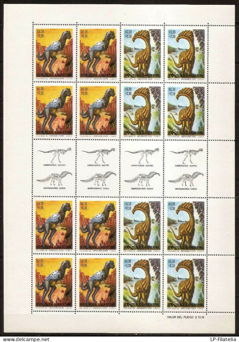 Argentina - 1992 - Argentine Dinosaurs - Carnotaurus Sastrei - Amargasaurus Cazaui - Unused Stamps