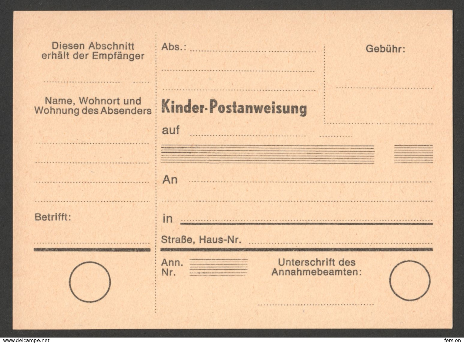 Children POST / KINDER Post -  STATIONERY POSTCARD FORM - AUSTRIA  / Postal MONEY Order - Poste