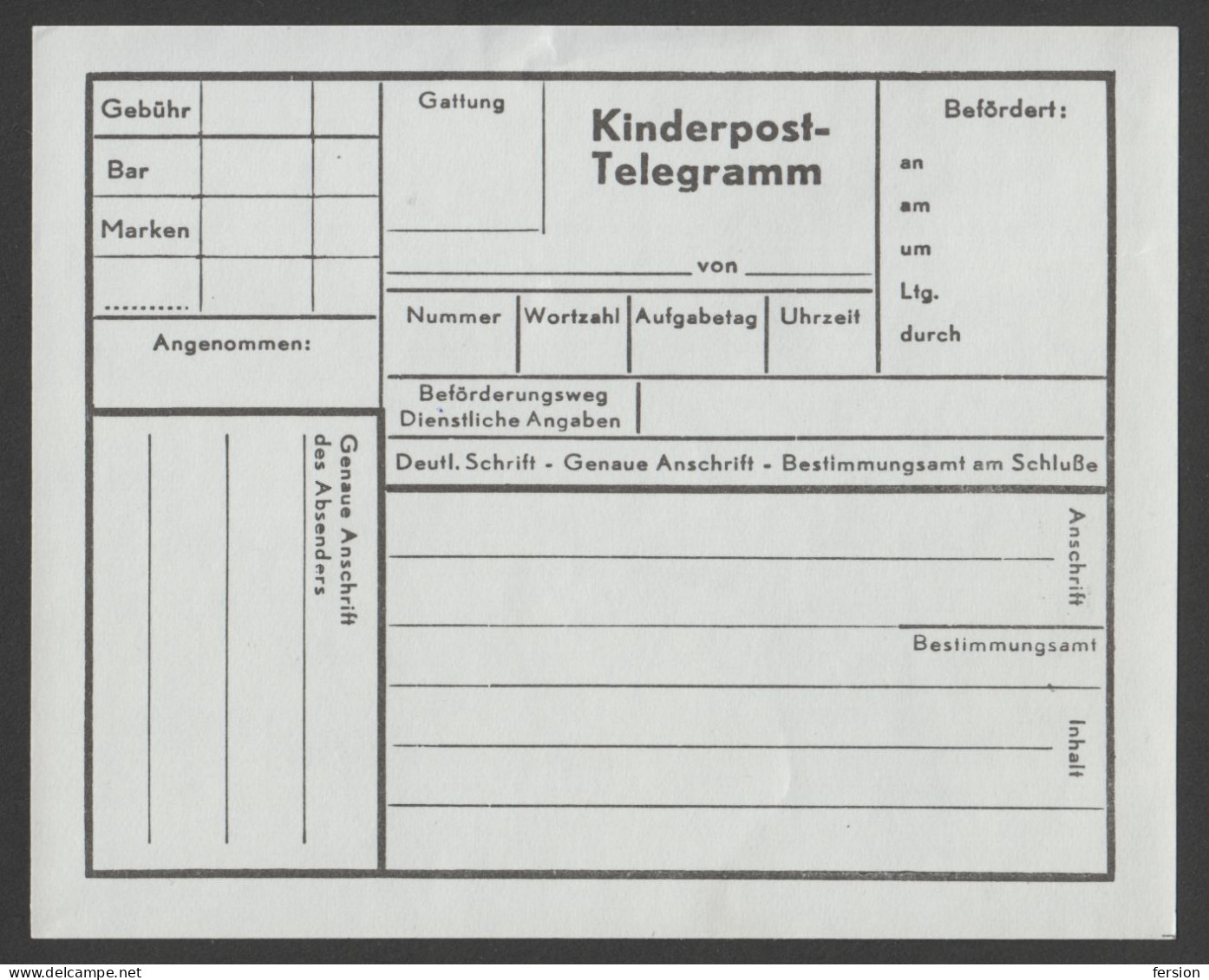 TELEGRAPH TELEGRAM - Children POST / KINDER Post -  STATIONERY POSTCARD FORM - AUSTRIA - Telegraph
