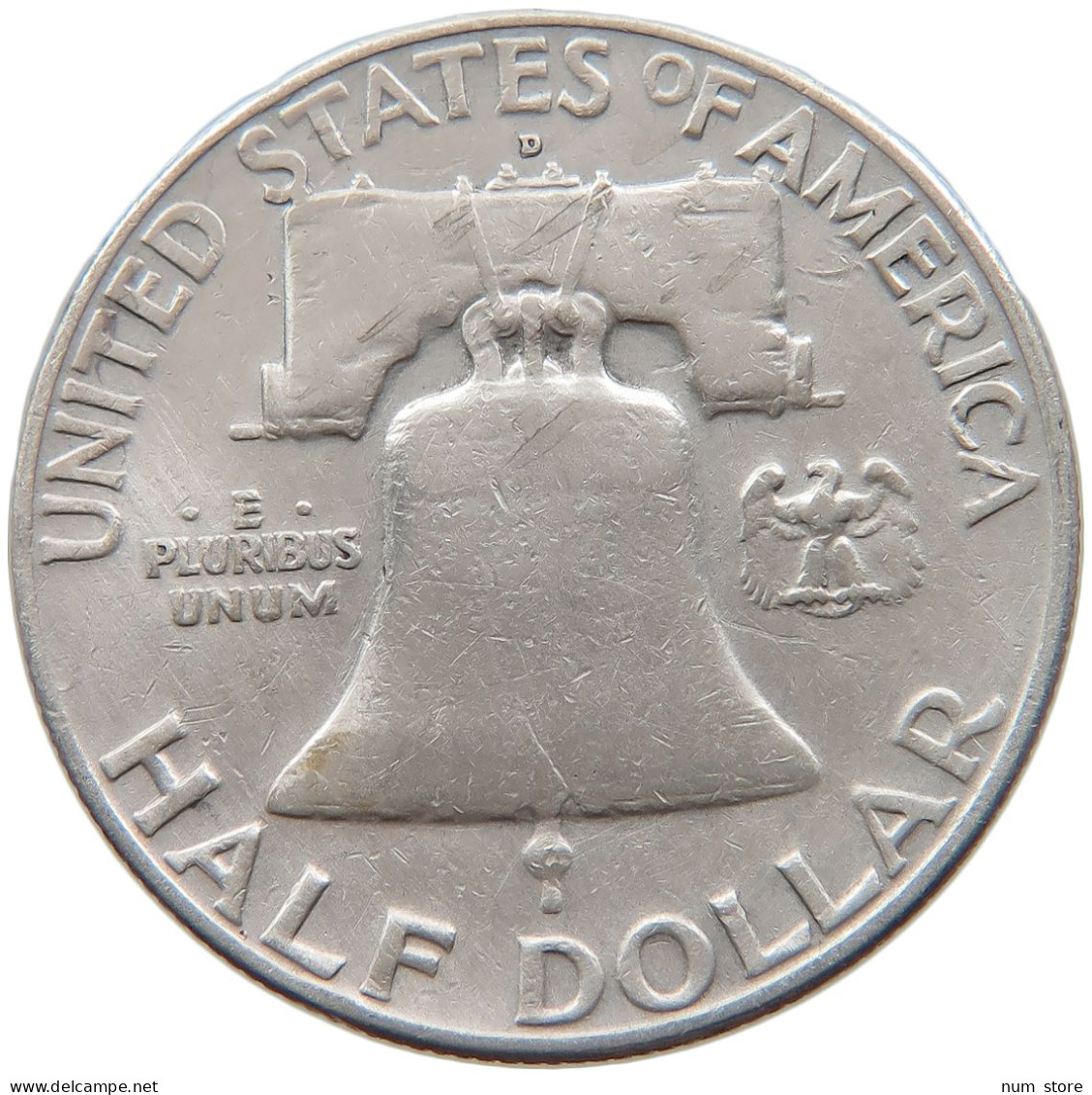 UNITED STATES OF AMERICA HALF DOLLAR 1958 D Franklin Silver Half Dollar #t141 0457 - 1948-1963: Franklin