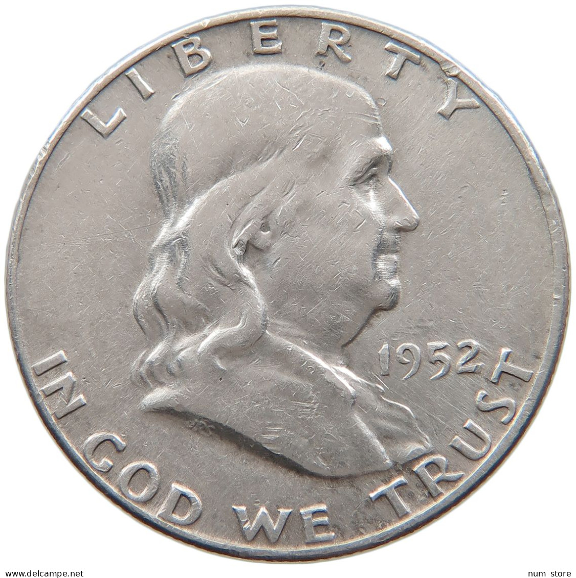 UNITED STATES OF AMERICA HALF DOLLAR 1952 D Franklin Silver Half Dollar #t141 0447 - 1948-1963: Franklin