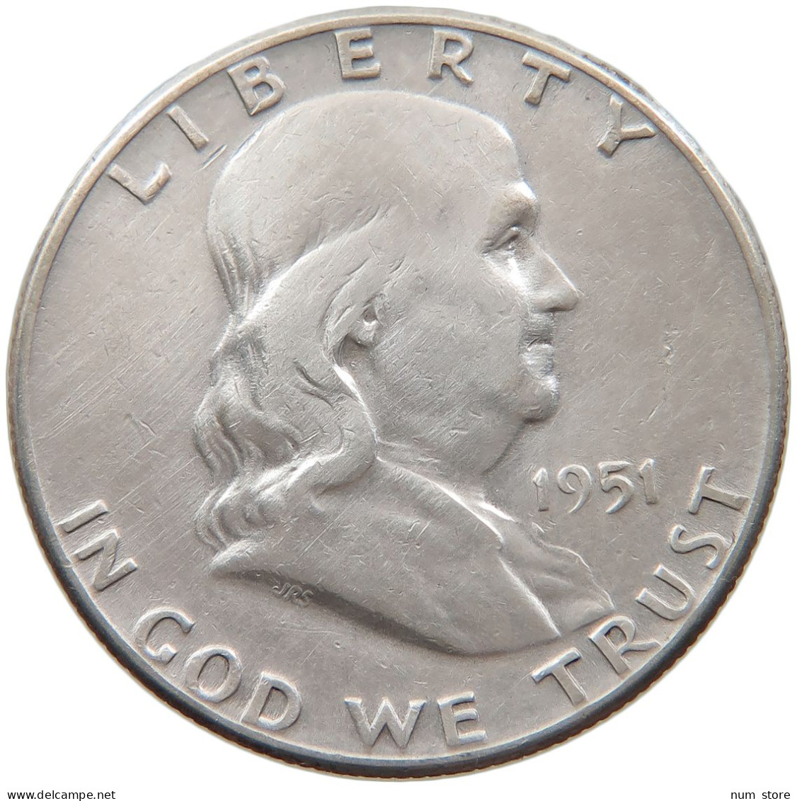 UNITED STATES OF AMERICA HALF DOLLAR 1951 Franklin Silver Half Dollar #t141 0437 - 1948-1963: Franklin