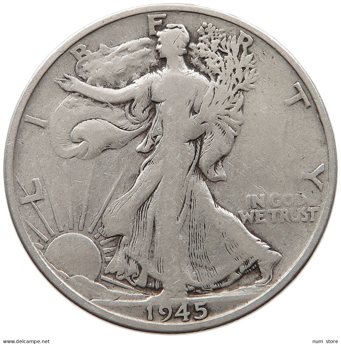 UNITED STATES OF AMERICA HALF DOLLAR 1945 S WALKING LIBERTY #t141 0493 - 1916-1947: Liberty Walking